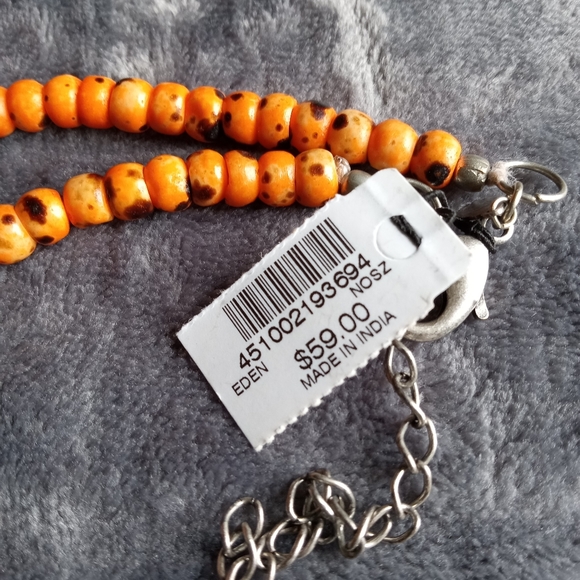 Chico's Three Strand Orange and Black Speckled Necklace - Picture 5 of 8